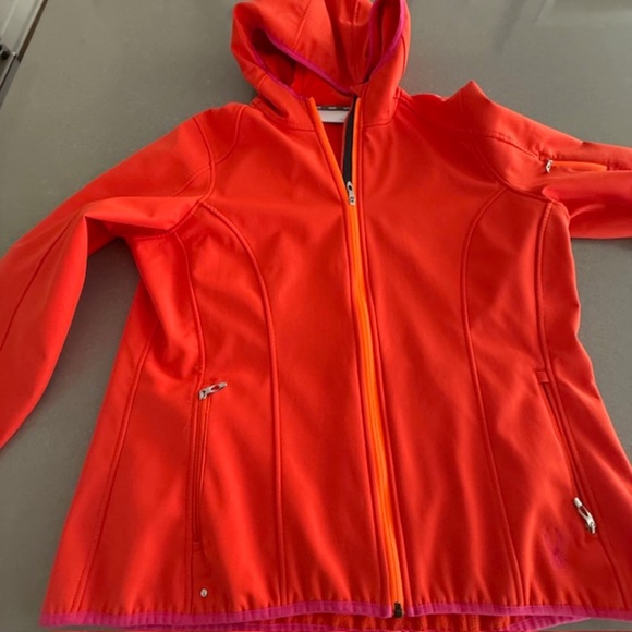 Women's Spyder Soft Shell Athletic Fit Hooded Fleece Lined Jacket XL EUC - Picture 2 of 12